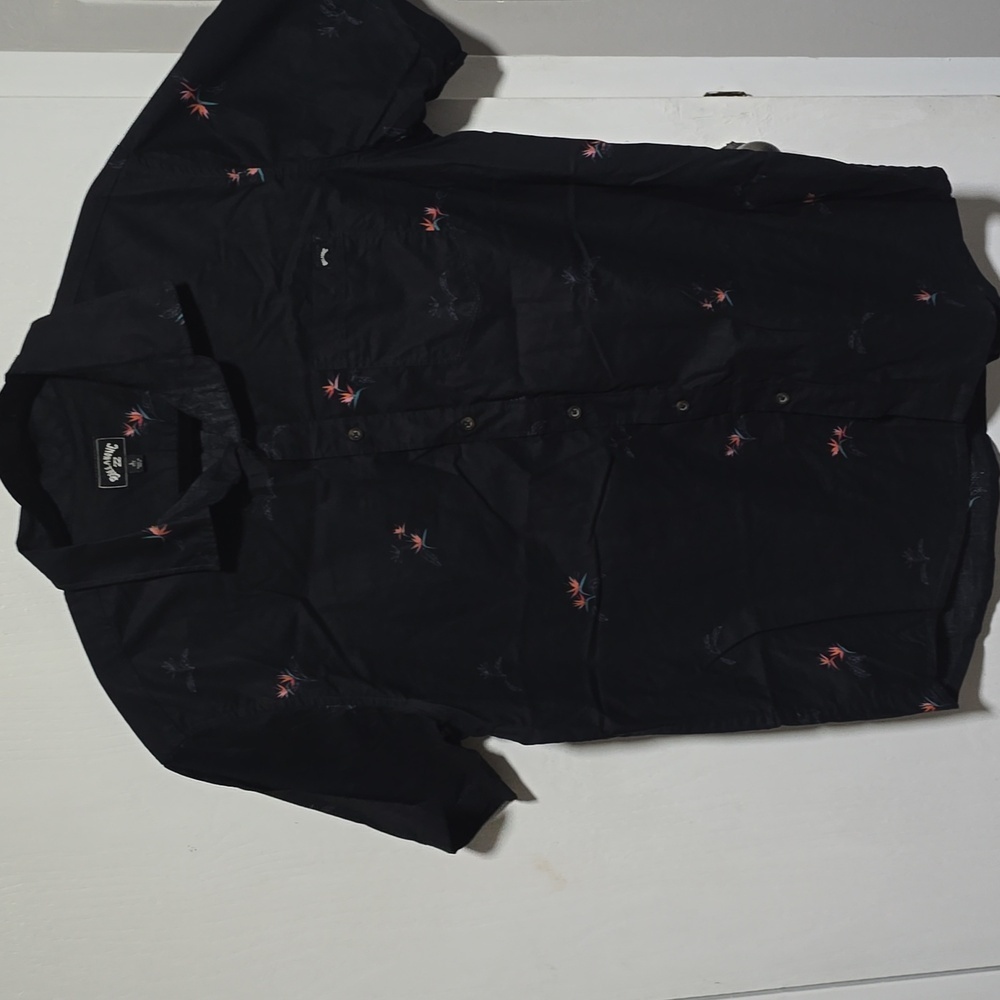 Mens 2 For 1 Black Shirts 100 % Cotton Floral And Plain Shirts Size L